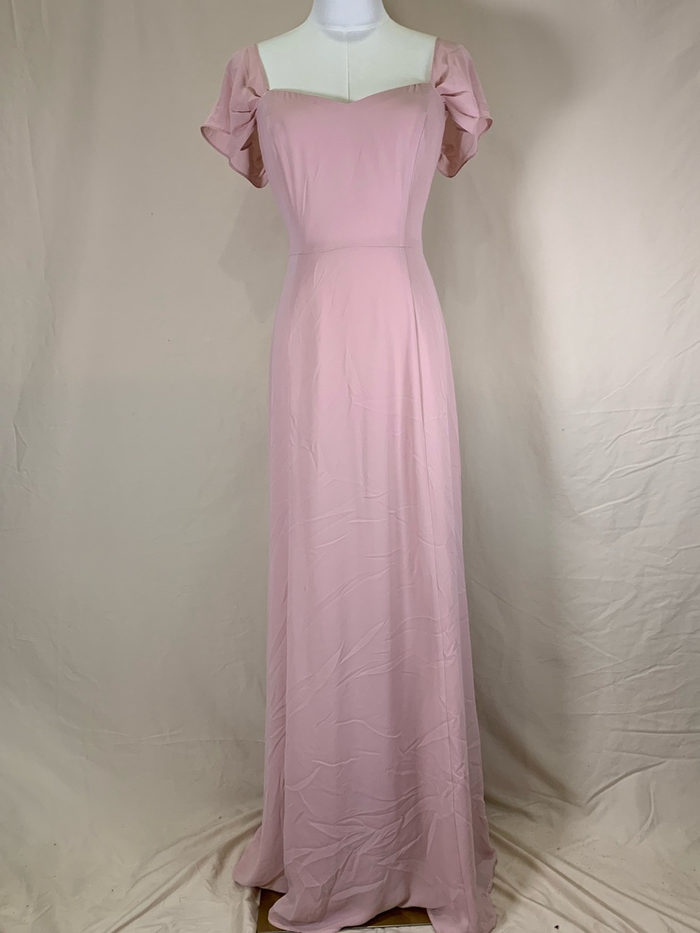 WAYF Pink Flutter Sleeve Maxi Dress Medium
